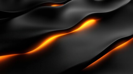 Wall Mural - sleek black fabric with glowing orange highlights creates dynamic flow