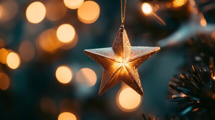 Wall Mural - softly glowing gold stars, their edges blending with the bokeh blur.