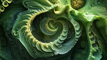 Wall Mural - the abstract image presents swirling green patterns with intricate textures, creating a sense of dep
