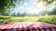 © tera - a red and white checkered table cloth on the grass