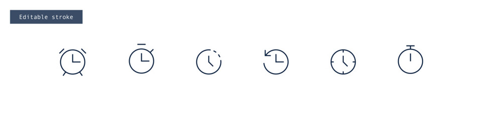 Leinwandbilder - clock and time icon set. clockwise, time passing, stopwatch and timer icons , history or watch later sign with editable strokes
