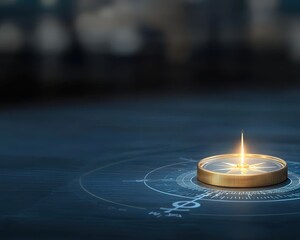 Wall Mural - A glowing compass pointing north, symbolizing guidance and direction.