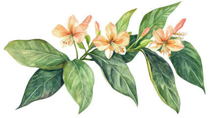 Watercolor flower of tropical spring floral colorful on transparent background