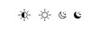© icons gate - sun and moon icon set. vector day and night or dark and light mode icons brightness symbol for toggle switche and brightness controls