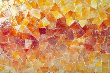 Poster - Vibrant Orange and Red Mosaic Tile Wall Texture Background Image