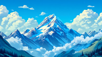 Wall Mural - panoramic view snowcapped majestic mountain