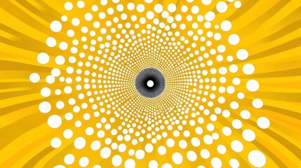 Poster - A Bold and Dynamic Comic Book Style Background with a Central Circular Pattern of White Dots on a Vibrant Yellow Radiating Design