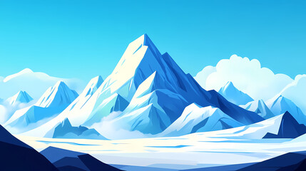 Wall Mural - Breathtaking snowy mountain peaks under a clear blue sky. Sapphire Peak. Illustration