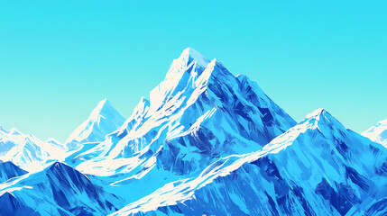 Wall Mural - Frosty mountain peaks against a clear blue sky background striking icy summits standing tall beneath a vibrant azure expanse. Sapphire Peak. Illustration