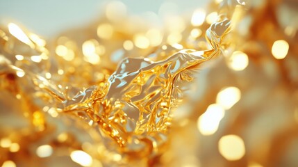 Poster - The shiny gold foil crinkles create a dynamic texture that reflects light, enhancing the visual impact and richness of the material