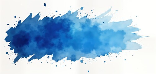 Poster - Abstract design with blue watercolor brush strokes, splatters on transparent background. Artistic, dynamic graphic element ideal for backgrounds overlays in visual media. Versatile artistic imagery
