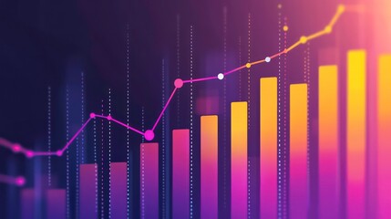 Poster - A colorful bar graph with a line graph over it. The bars are in shades of yellow to purple, while the line has dots and changes from pink to red.