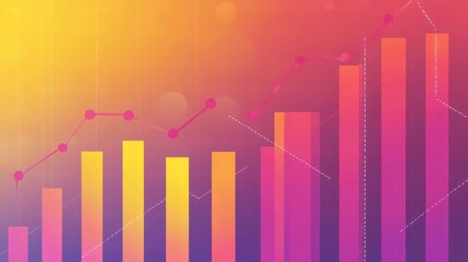 Poster - A colorful bar graph with a line graph over it. The bars are in shades of yellow to purple, while the line has dots and changes from pink to red.