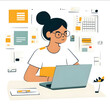 © olivialin - illustration of a content marketer working on a laptop white background