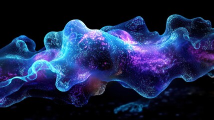 Poster - A glowing abstract representation of a cellular organism in dark background