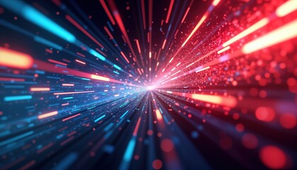 Aufkleber - abstract dynamic tech background features bright red, blue burst lines. speed effect creates futuris