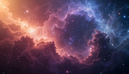 Nebula and galaxies in space. Abstract cosmos background.