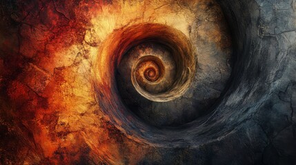 Fototapete - Abstract swirling fiery textured spiral art