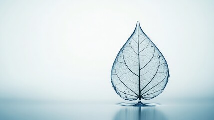 Aufkleber - Delicate Transparent Leaf with Intricate Veins Against Soft White Background, Symbolizing Nature's Beauty and Fragility, Perfect for Seasonal and Eco-Friendly Themes