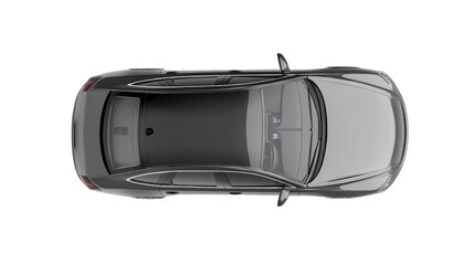 gray abstract car top view on transparent background