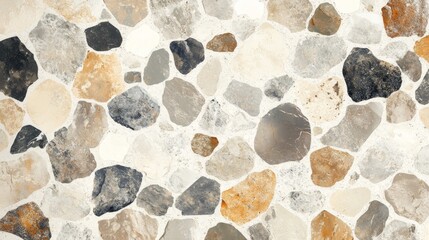 Wall Mural - Irregular Shaped Stones Set In White Mortar Wall