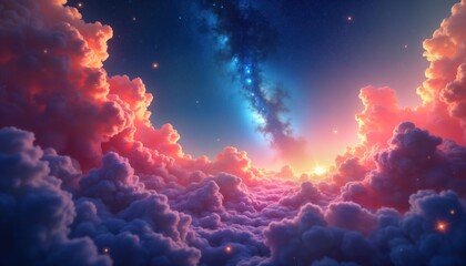 awe-inspiring view of colorful clouds in space. stunning galaxy, starry night sky. ethereal, colorfu