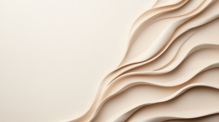 Poster - Soft cream colored background with gentle, flowing waves creating serene and calming atmosphere. Ideal for design and artistic projects