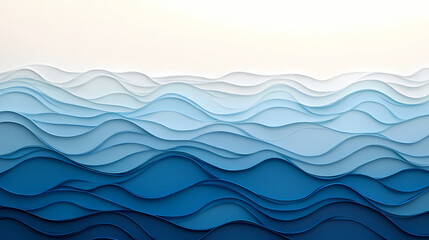 Wall Mural - A landscape of gentle waves washing ashore on a sandy beach, rendered in shades of blue from cobalt to azure, suitable for a peaceful coastal theme. Shaded Shore. Illustration