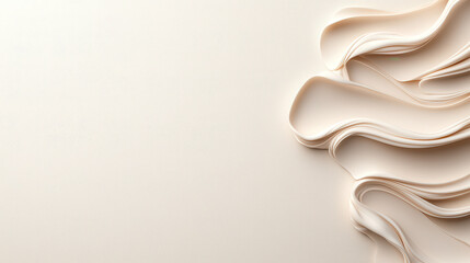 Fototapete - Soft light cream backdrop with delicate flowing fabric, creating serene and elegant atmosphere. Ideal for backgrounds in photography or design projects