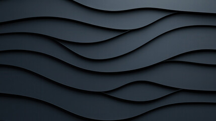 Poster - Textured black background with soft, subtle geometric wave patterns creating modern and elegant design. Ideal for backgrounds or abstract art