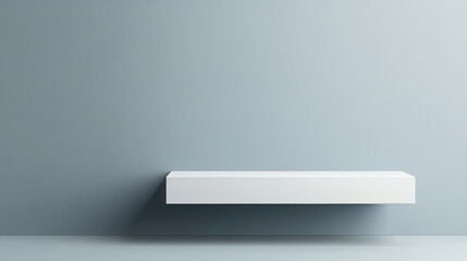 Leinwandbilder - simple gray backdrop with floating white shelf creates calming atmosphere, perfect for showcasing decor or art