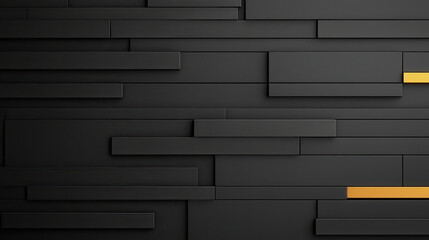 Fototapete - Minimalist black and grey wall pattern with fine lines and touch of yellow accent. This modern design adds depth and sophistication to any space