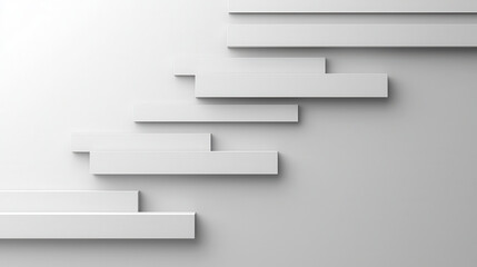 Poster - Minimalist gray background with smooth, layered white rectangles creating modern design. This composition evokes sense of depth and simplicity