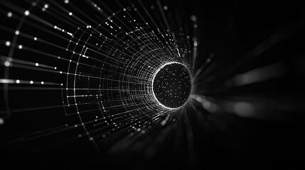 Aufkleber - mesmerizing abstract tunnel with dark background, featuring faint geometric lines and glowing dots, creating sense of depth and infinity