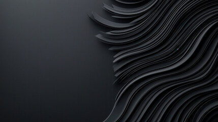 Fototapete - Dark black background with minimalistic abstract swirls creating modern and elegant design. flowing lines evoke sense of calm and sophistication