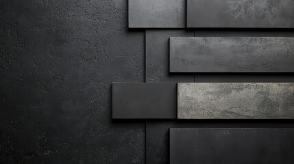 Poster - Abstract black and grey background with layered textures and patterns, creating modern and industrial feel. Perfect for design projects or as backdrop