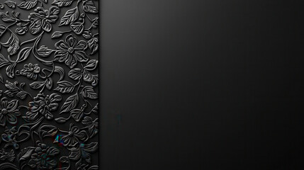 Fototapete - Elegant black background featuring delicate floral pattern, perfect for design projects or as backdrop. intricate details add touch of sophistication and style