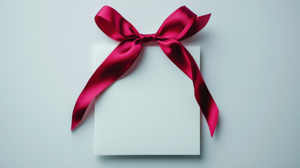 Wall Mural - The white gift box is wrapped with a red ribbon