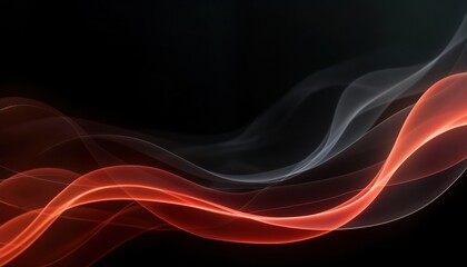 Poster - Abstract black, red background with flowing lines. Modern design for web business cards. Stylish color combination. Dynamic, elegant visual concept. Red, black abstract lines create captivating