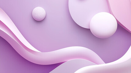 Poster - Abstract purple wavy background with floating spheres