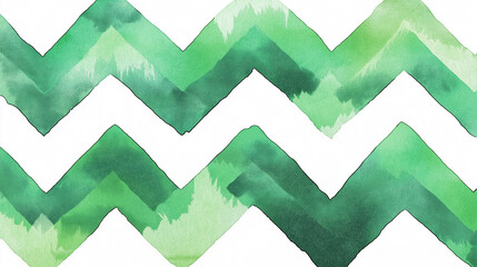 Aufkleber - Green watercolor zigzag pattern creating dynamic visual effect