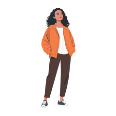 Wall Mural - A woman wearing jacket illustration standing confident vector