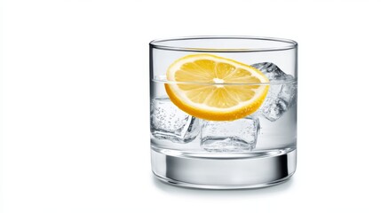 Wall Mural - Cool, refreshing glass of water with lemon, a healthy and hydrating choice 