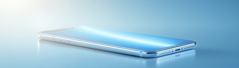 Poster - sleek glass screen smartphone on vibrant blue backdrop, modern mobile technology