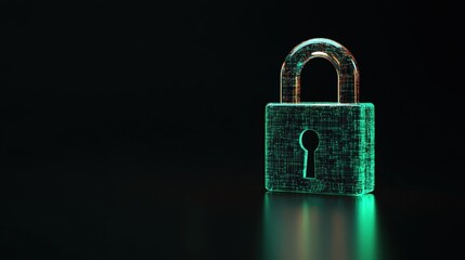Leinwandbilder - Futuristic Digital Lock Representing Cybersecurity and Data Protection with Neon Glow and Abstract Background for Technology Concepts