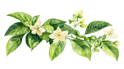 watercolor flower of tropical spring floral white on transparent background