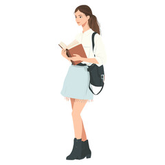 Wall Mural - Student young woman book art illustration vector