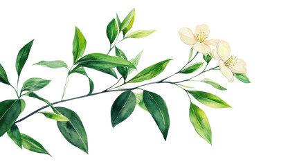 watercolor flower of tropical spring floral white on transparent background