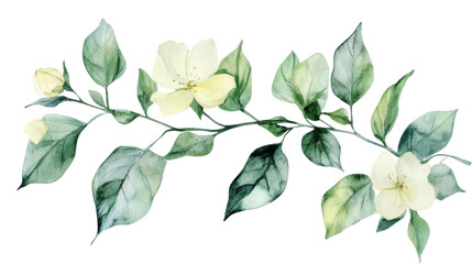Watercolor flower of tropical spring floral white on transparent background