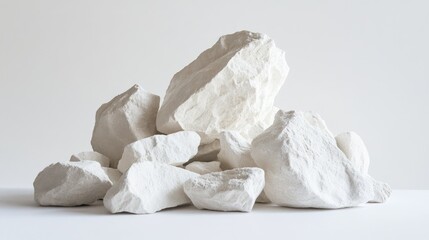 Poster - Aesthetic Display of Irregular White Rocks Arranged Artistically on a Clean Background for Creative and Natural Design Concepts